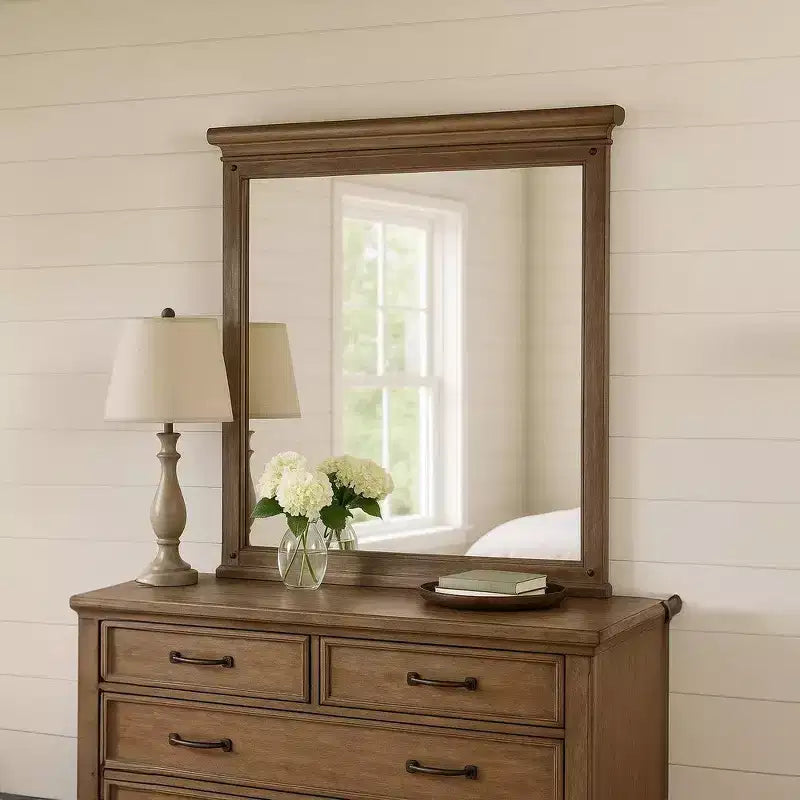Royal Hampton Dresser Mirror, Brown Solid Wood, Rectangular 36x49 Frame
