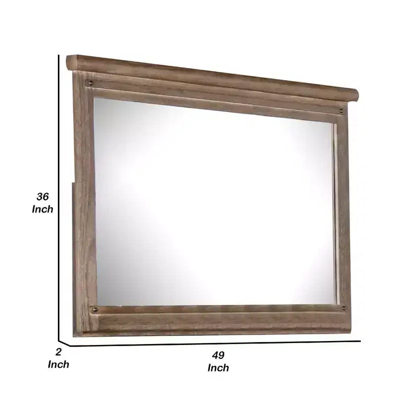 Royal Hampton Dresser Mirror, Brown Solid Wood, Rectangular 36x49 Frame