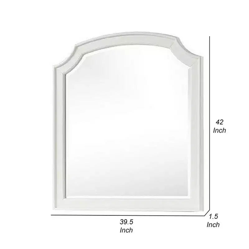 Royal Hampton Dresser Mirror, Beveled Glass, Classic Antique White Solid Wood, 40x42