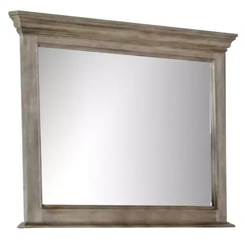 Royal Hampton Vanity Dresser Mirror, Elegant Crown Moldings in Aged Oak Brown