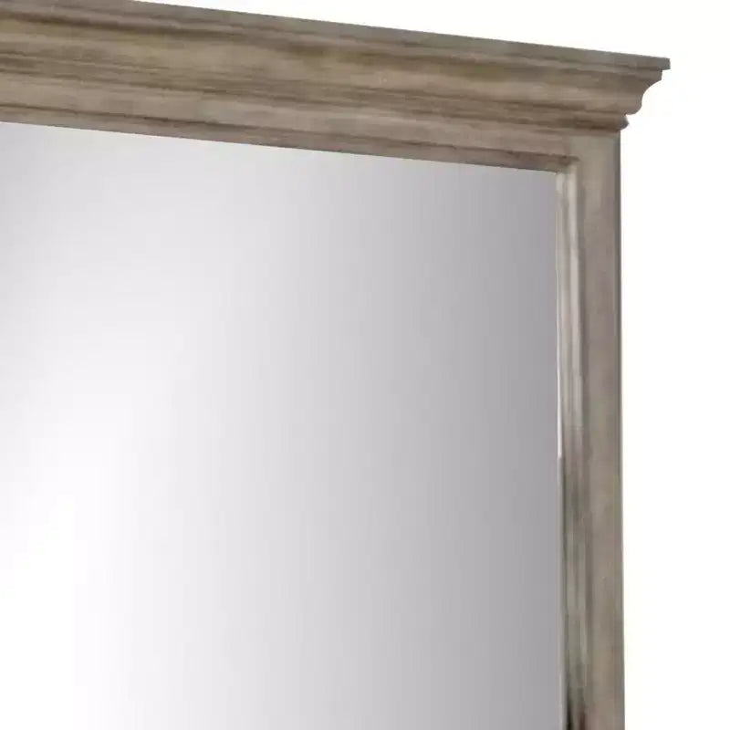 Royal Hampton Vanity Dresser Mirror, Elegant Crown Moldings in Aged Oak Brown