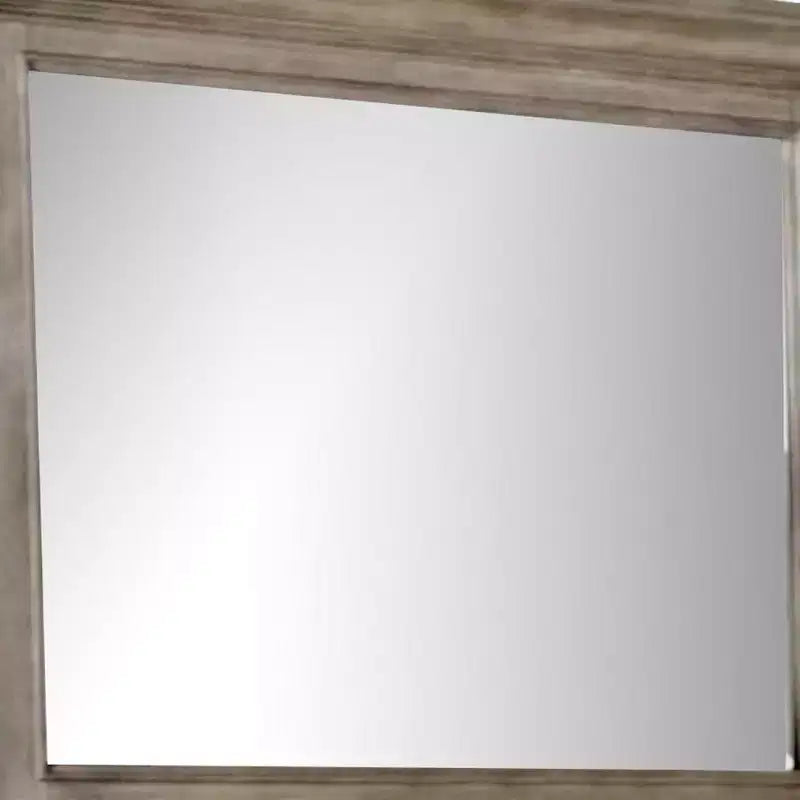 Royal Hampton Vanity Dresser Mirror, Elegant Crown Moldings in Aged Oak Brown