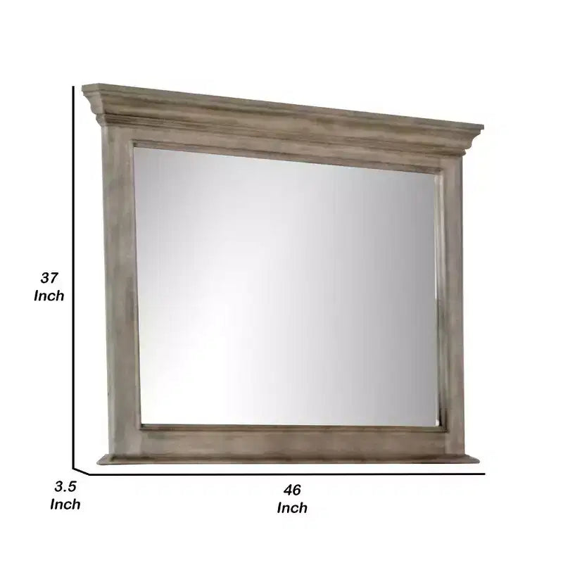 Royal Hampton Vanity Dresser Mirror, Elegant Crown Moldings in Aged Oak Brown