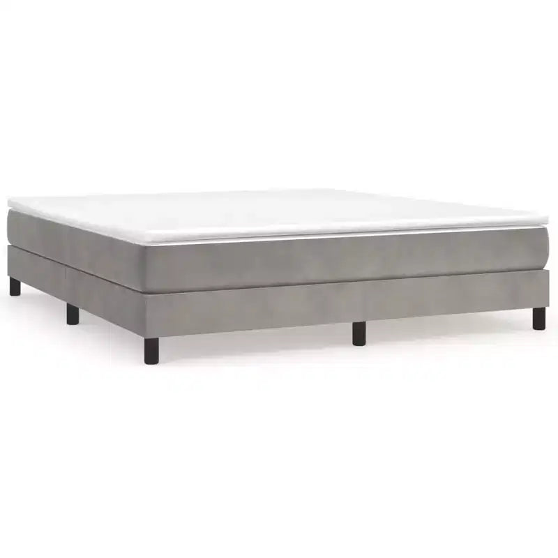 Bed Frame Light Grey Velvet, plywood, engineered wood King