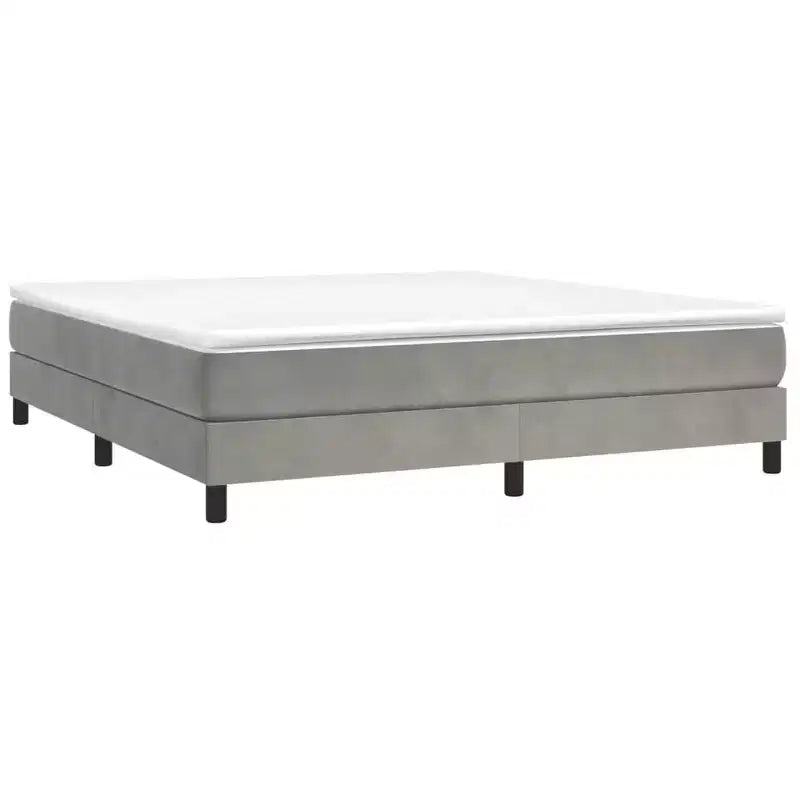Bed Frame Light Grey Velvet, plywood, engineered wood King