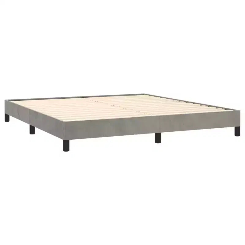 Bed Frame Light Grey Velvet, plywood, engineered wood King