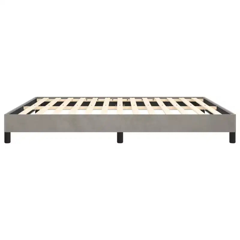 Bed Frame Light Grey Velvet, plywood, engineered wood King
