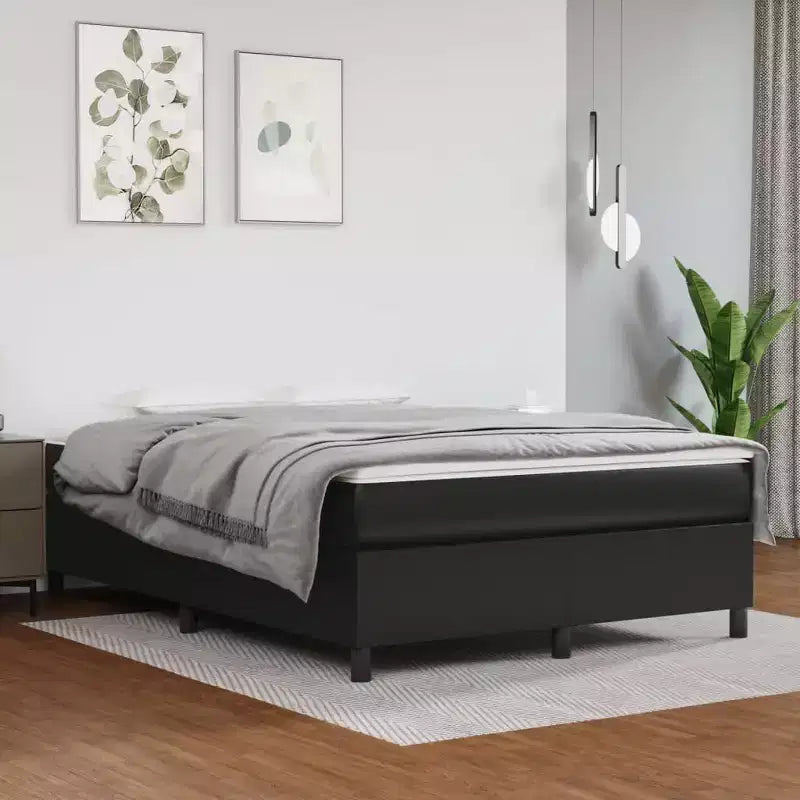 Bed Frame Black Faux leather, plywood, engineered wood Double
