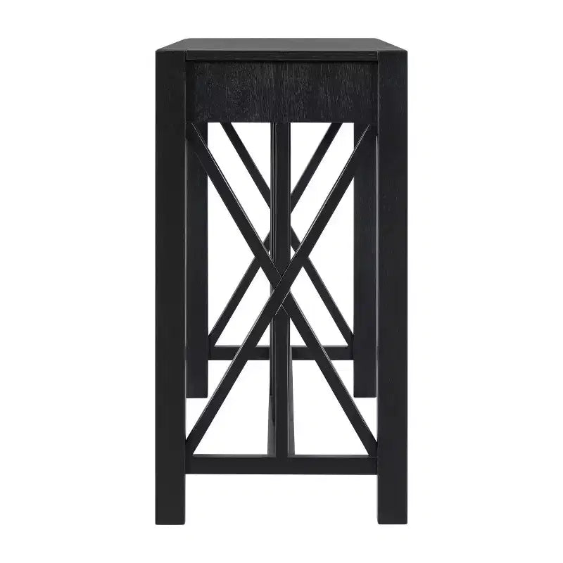 60 Farmhouse Entryway Console Table with 4 Drawers and Bottom Shelf, Sofa Table with X-Frame Design for Hallway or Dining Room - Panipeachy