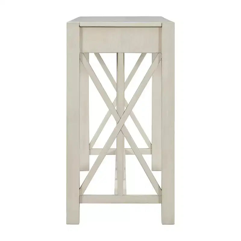 60 Farmhouse Entryway Console Table with 4 Drawers and Bottom Shelf, Sofa Table with X-Frame Design for Hallway or Dining Room - Panipeachy