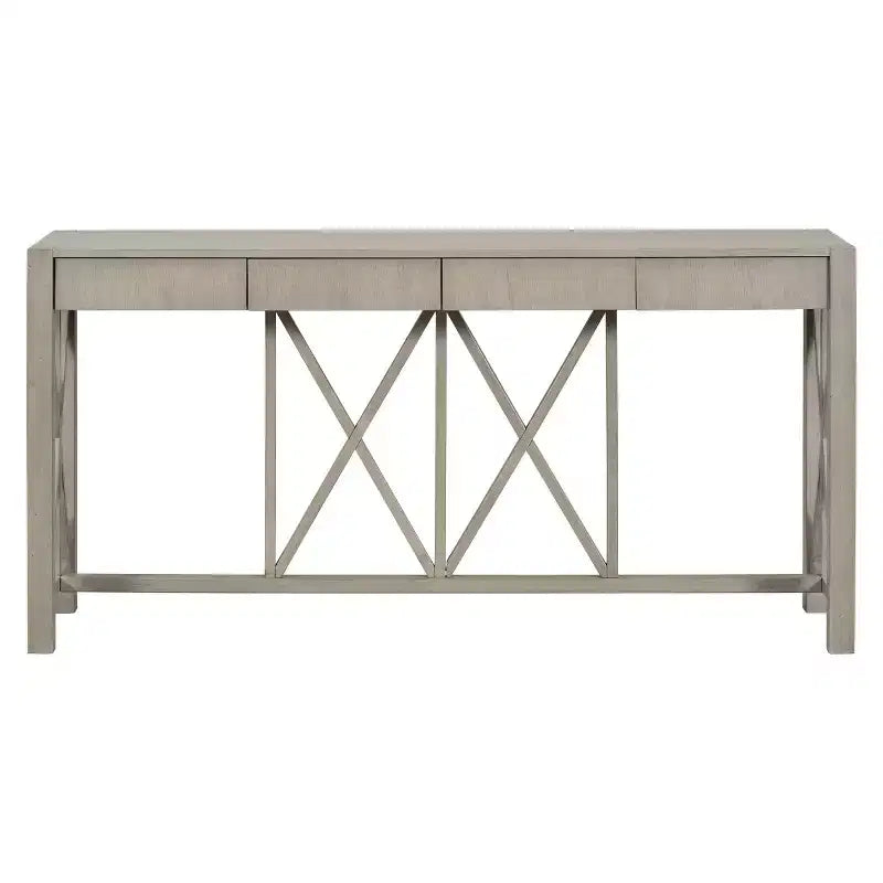 60 Farmhouse Entryway Console Table with 4 Drawers and Bottom Shelf, Sofa Table with X-Frame Design for Hallway or Dining Room - Panipeachy