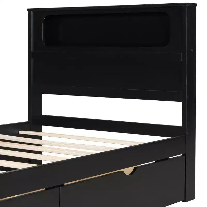 Whisen Twin Wooden Gaming Platform Bed & Bed Frame with Headboard, Desk and Two Storage Drawers