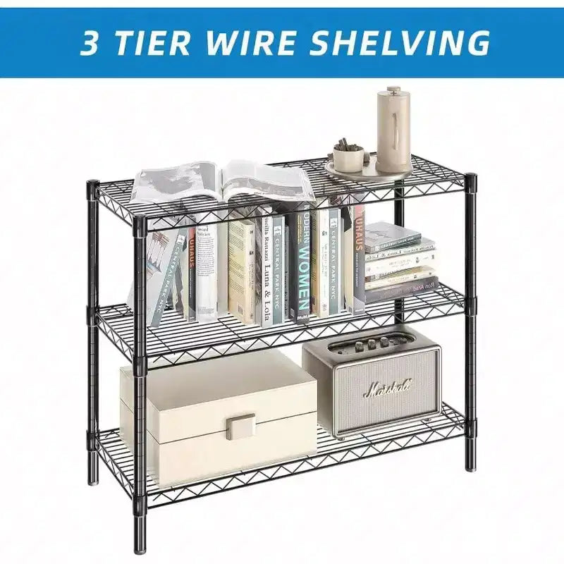 3 - Shelf Adjustable Metal Shelf Wire Shelving Unit Storage Rack Display Shelf Office Kitchen Bedroom Bathroom Laundry