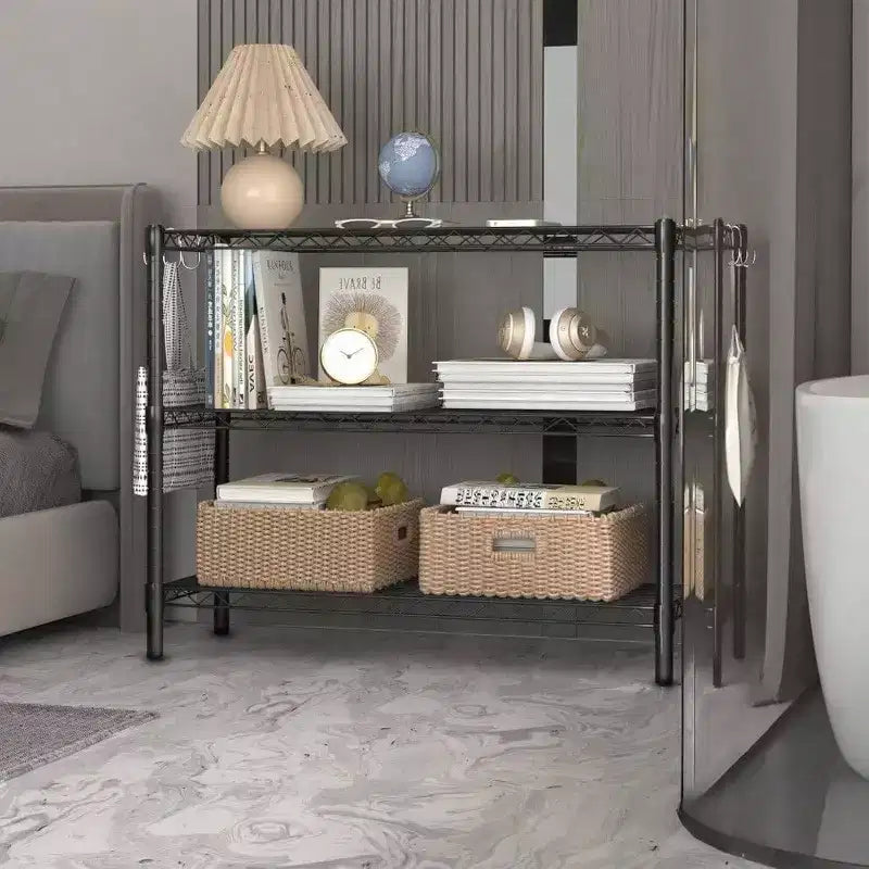 3 - Shelf Adjustable Metal Shelf Wire Shelving Unit Storage Rack Display Shelf Office Kitchen Bedroom Bathroom Laundry