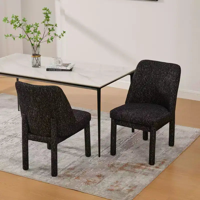 Set of 2 Dining Chairs Upholstered Dinner Chairs Armless Chairs Accent Chairs with Padded Seat & Curved Back, Chenille - Modernluxe