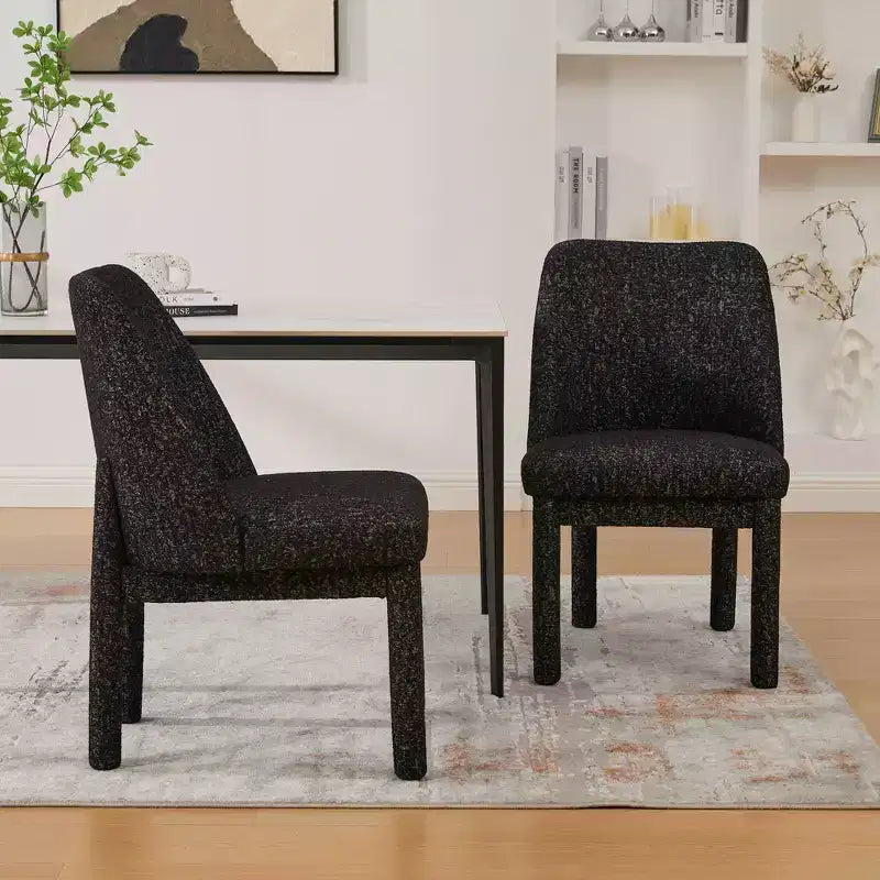 Set of 2 Dining Chairs Upholstered Dinner Chairs Armless Chairs Accent Chairs with Padded Seat & Curved Back, Chenille - Modernluxe