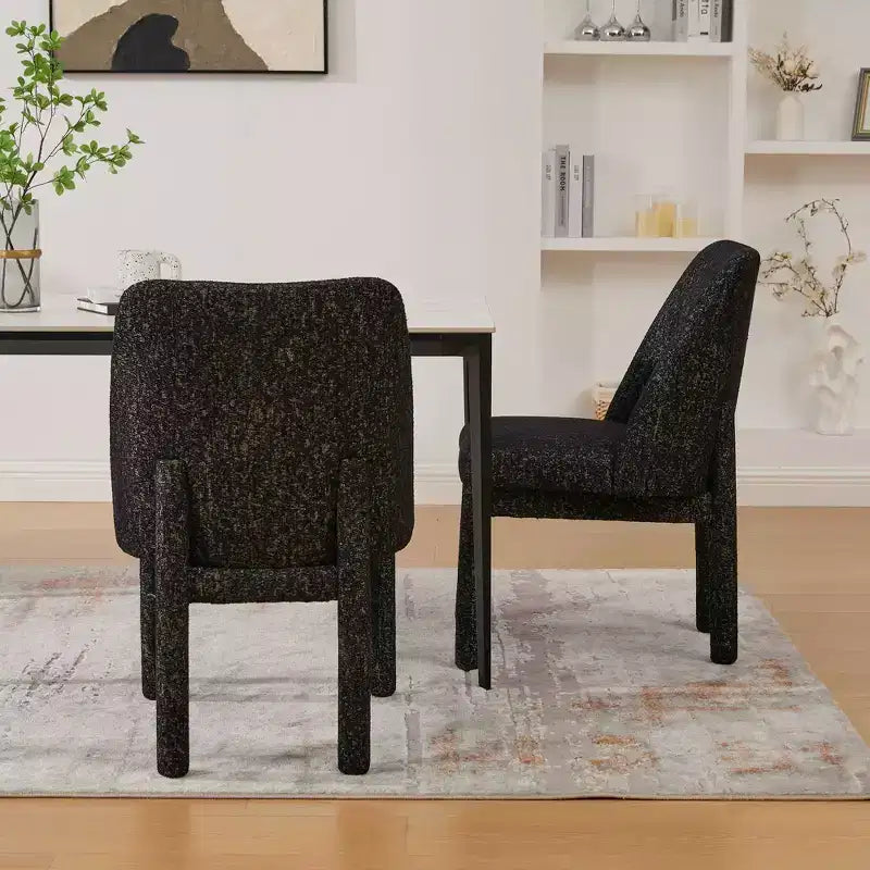Set of 2 Dining Chairs Upholstered Dinner Chairs Armless Chairs Accent Chairs with Padded Seat & Curved Back, Chenille - Modernluxe