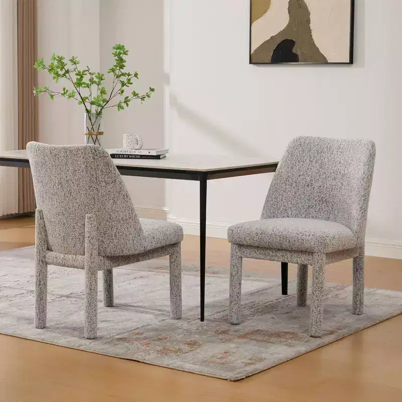 Set of 2 Dining Chairs Upholstered Dinner Chairs Armless Chairs Accent Chairs with Padded Seat & Curved Back, Chenille - Modernluxe