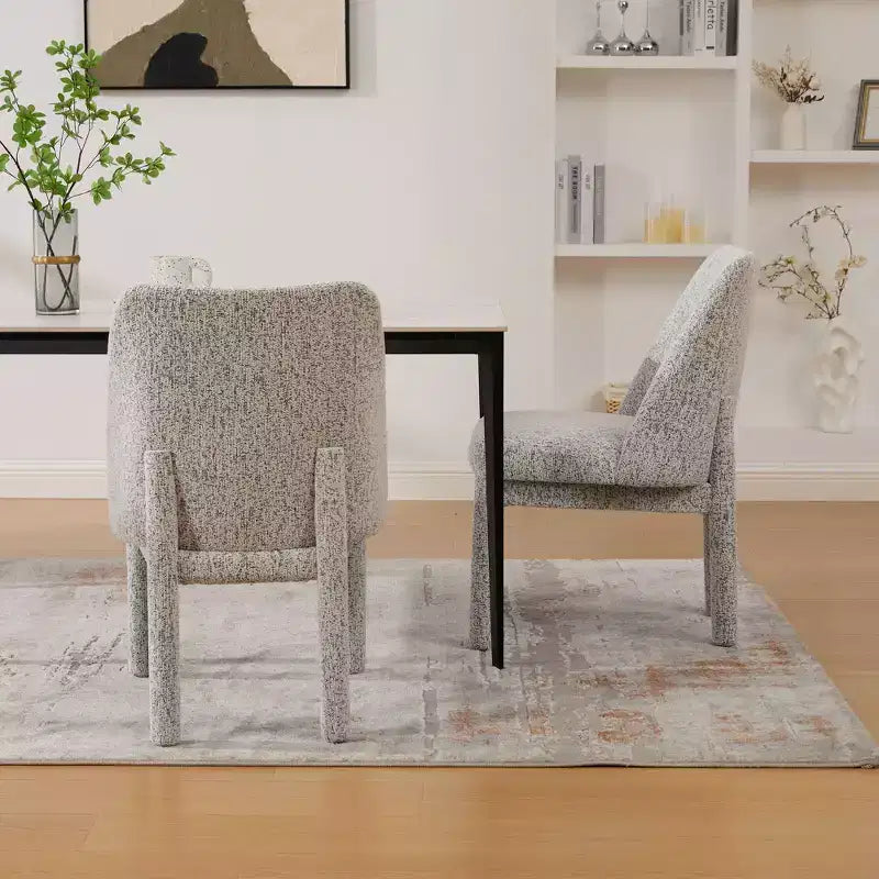 Set of 2 Dining Chairs Upholstered Dinner Chairs Armless Chairs Accent Chairs with Padded Seat & Curved Back, Chenille - Modernluxe