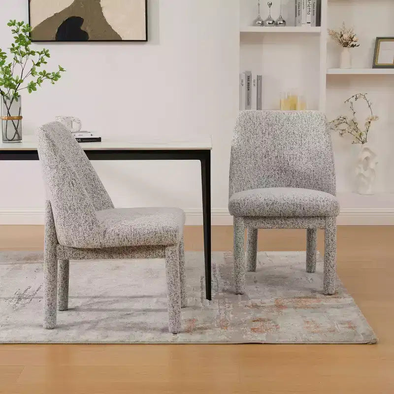 Set of 2 Dining Chairs Upholstered Dinner Chairs Armless Chairs Accent Chairs with Padded Seat & Curved Back, Chenille - Modernluxe