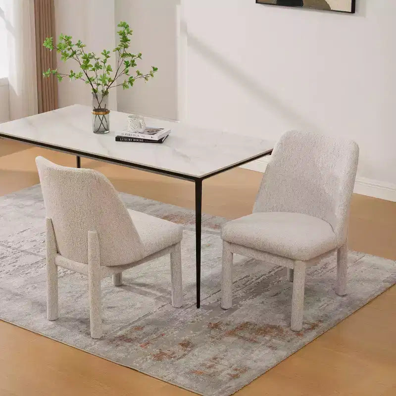 Set of 2 Dining Chairs Upholstered Dinner Chairs Armless Chairs Accent Chairs with Padded Seat & Curved Back, Chenille - Modernluxe