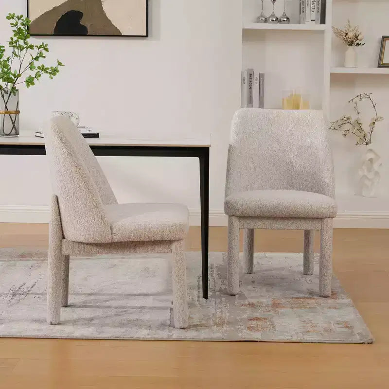 Set of 2 Dining Chairs Upholstered Dinner Chairs Armless Chairs Accent Chairs with Padded Seat & Curved Back, Chenille - Modernluxe
