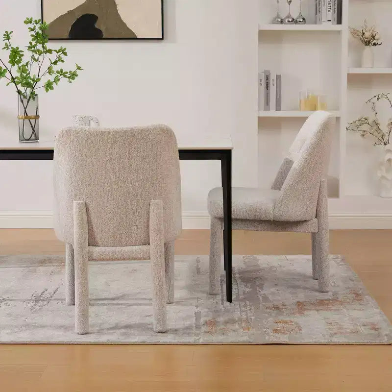 Set of 2 Dining Chairs Upholstered Dinner Chairs Armless Chairs Accent Chairs with Padded Seat & Curved Back, Chenille - Modernluxe