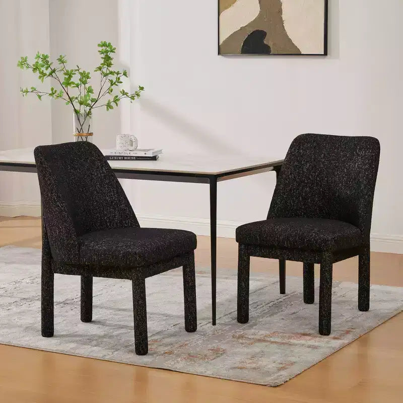 Set of 2 Dining Chairs Upholstered Dinner Chairs Armless Chairs Accent Chairs with Padded Seat & Curved Back, Chenille - Modernluxe