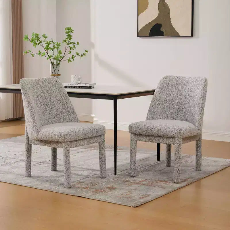 Set of 2 Dining Chairs Upholstered Dinner Chairs Armless Chairs Accent Chairs with Padded Seat & Curved Back, Chenille - Modernluxe