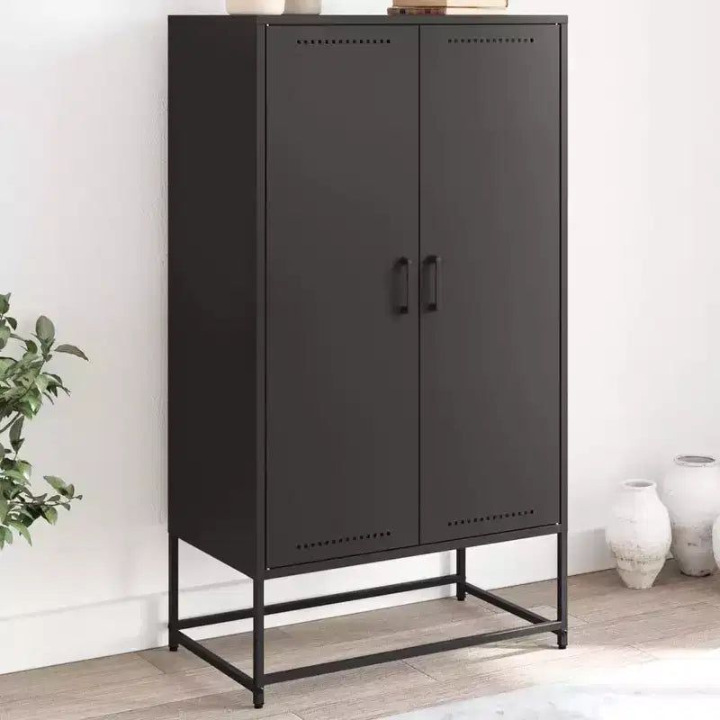 vidaXL Highboard Black Steel Standard Highboard Rectangular