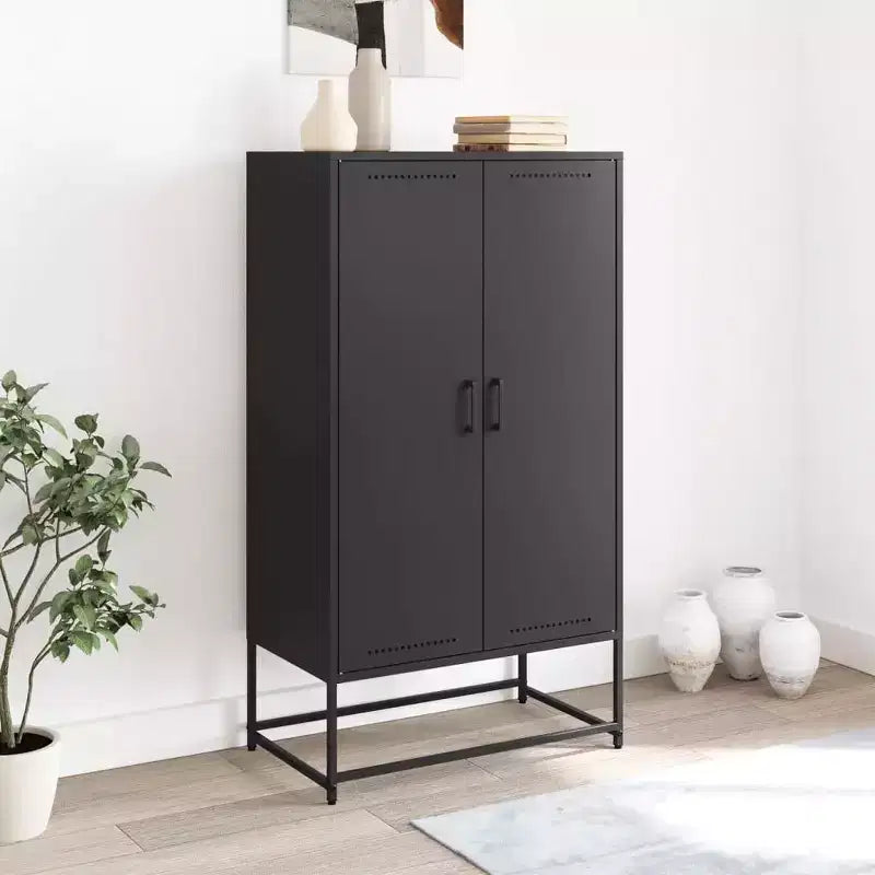vidaXL Highboard Black Steel Standard Highboard Rectangular