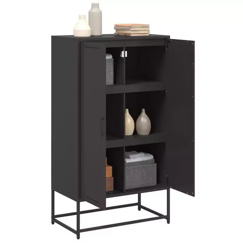 vidaXL Highboard Black Steel Standard Highboard Rectangular