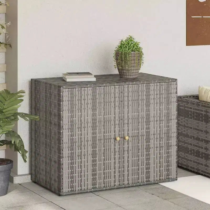 vidaXL Storage Unit Outdoor Storage Cabinet Patio Storage Box Poly Rattan
