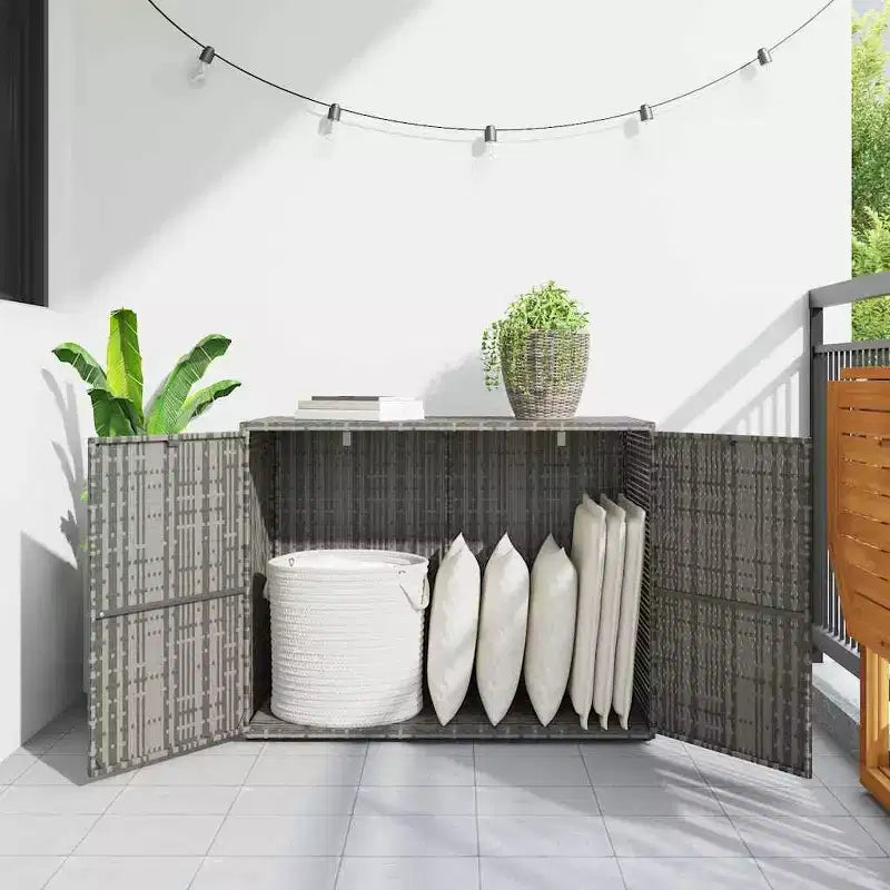 vidaXL Storage Unit Outdoor Storage Cabinet Patio Storage Box Poly Rattan