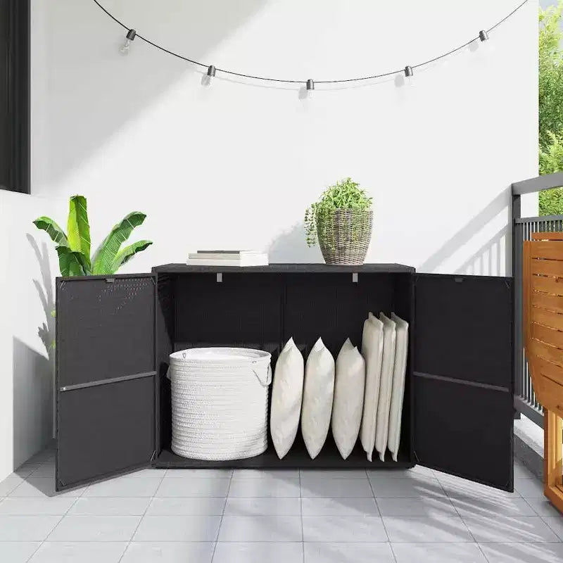 vidaXL Storage Unit Outdoor Storage Cabinet Patio Storage Box Poly Rattan