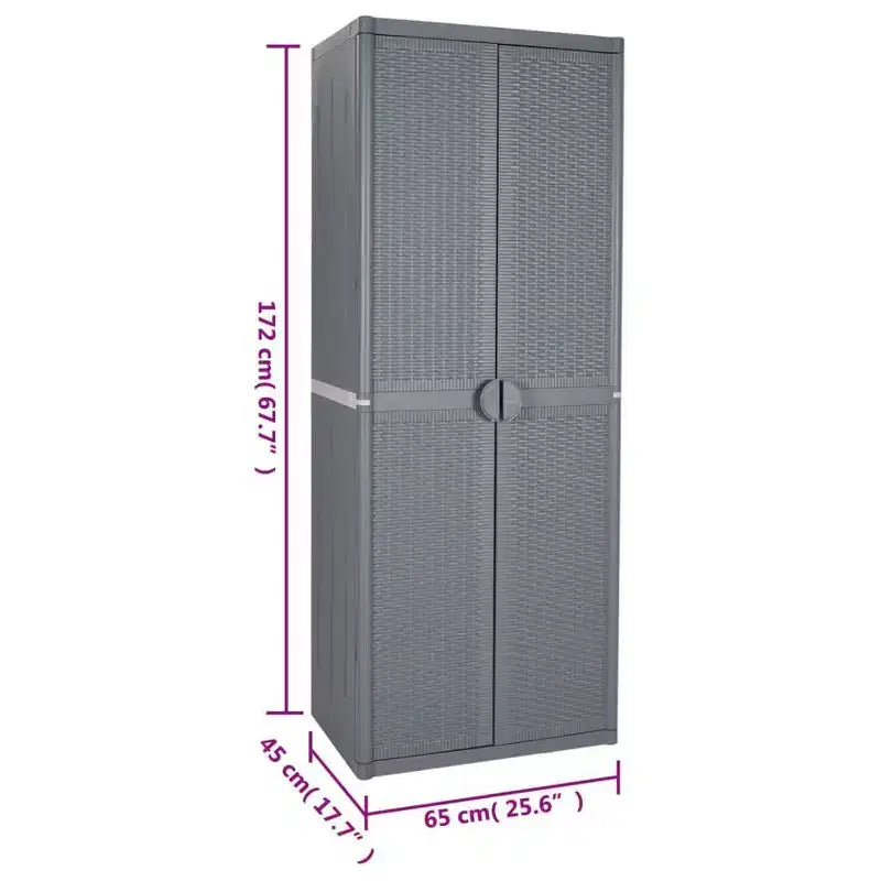 vidaXL Outdoor Cabinet Garden Storage Unit Shed with Shelves PP Wood Look - Black 4 Shelves