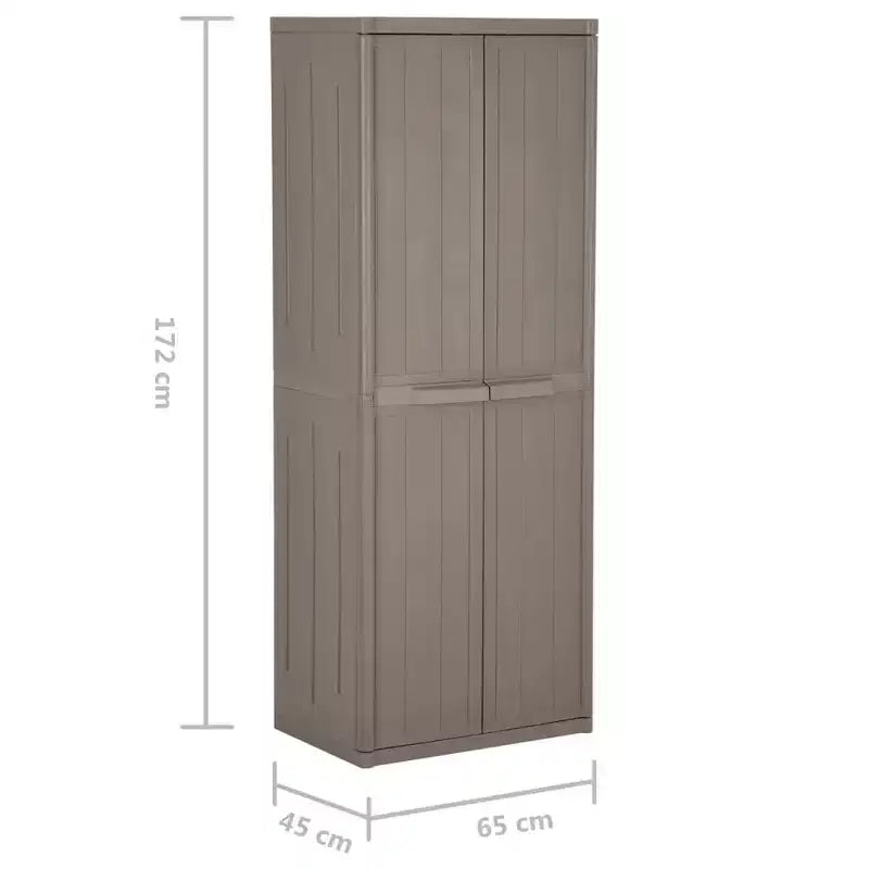 vidaXL Outdoor Cabinet Garden Storage Unit Shed with Shelves PP Wood Look - Black 4 Shelves