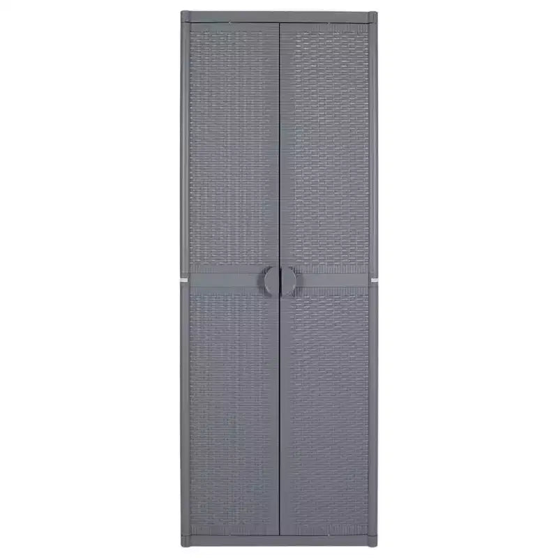 vidaXL Outdoor Cabinet Garden Storage Unit Shed with Shelves PP Wood Look - Black 4 Shelves