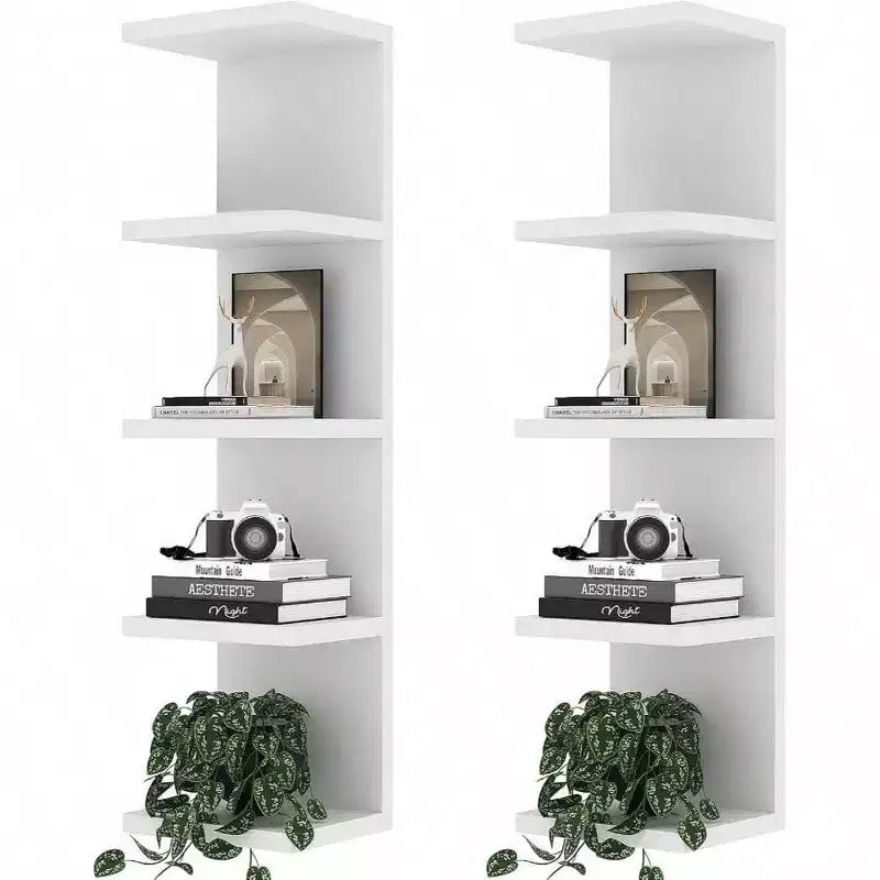 5 Tier Lack Floating Shelf Set of 2 White Wall Display Shelf Unit Modern Home Decor Storage Organizer
