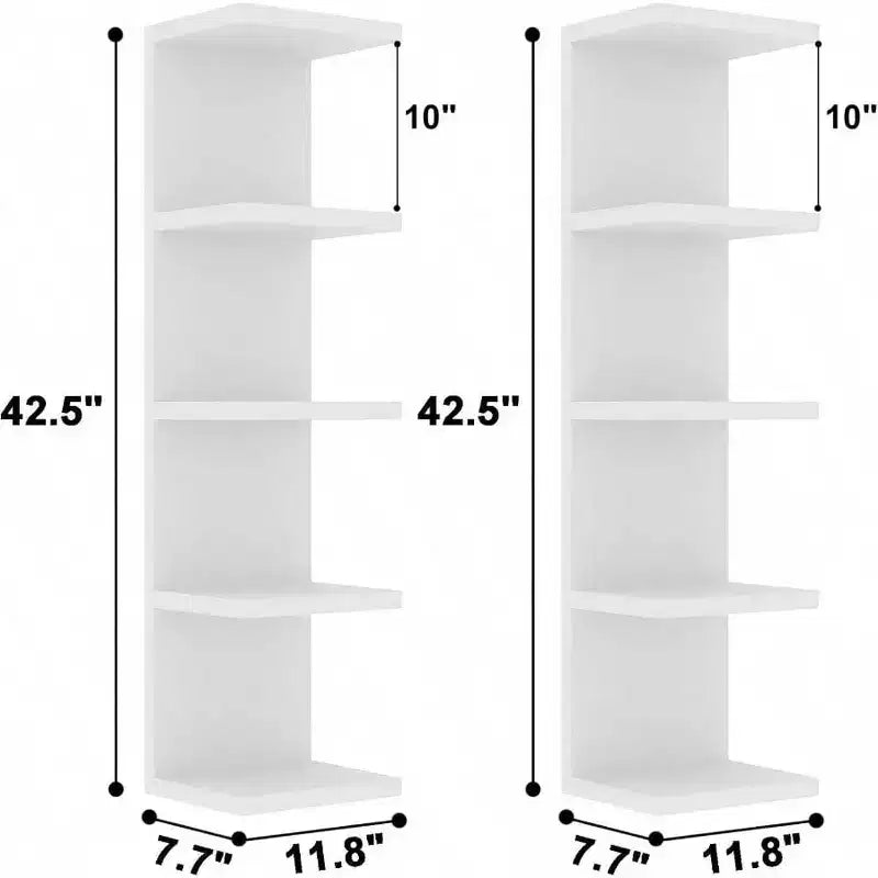 5 Tier Lack Floating Shelf Set of 2 White Wall Display Shelf Unit Modern Home Decor Storage Organizer