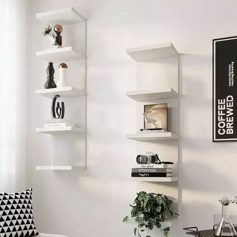 5 Tier Lack Floating Shelf Set of 2 White Wall Display Shelf Unit Modern Home Decor Storage Organizer