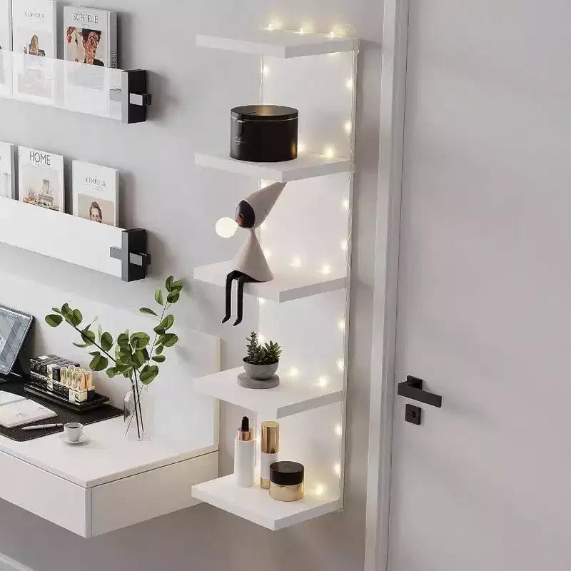 5 Tier Lack Floating Shelf Set of 2 White Wall Display Shelf Unit Modern Home Decor Storage Organizer