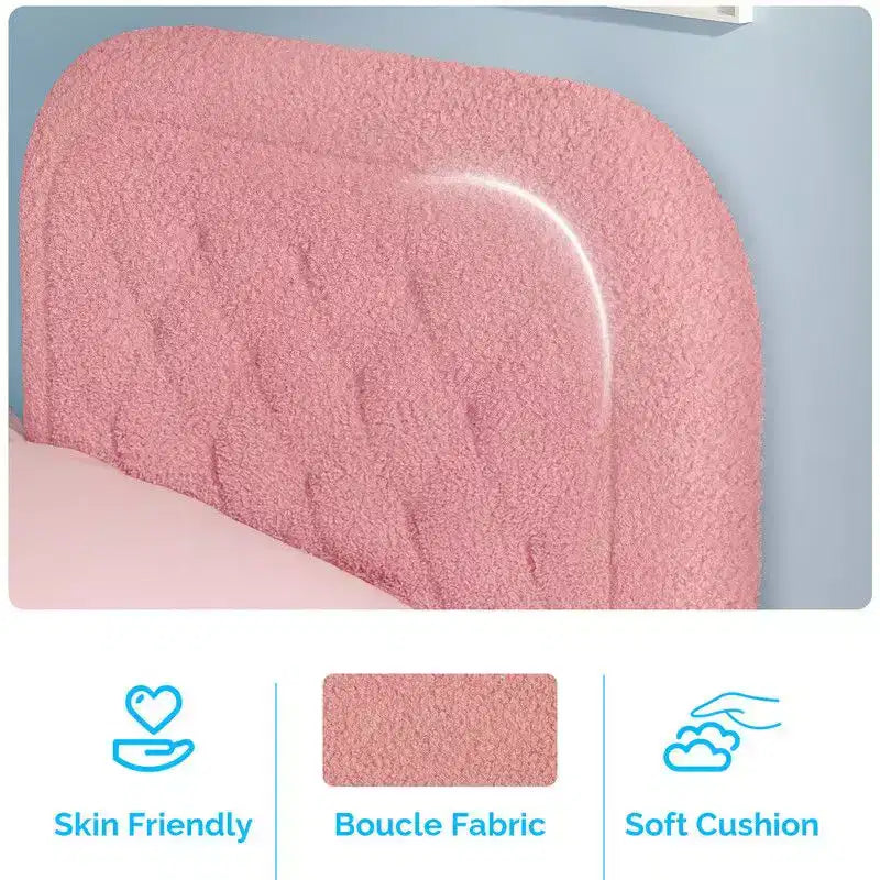 Karl Home Boucle Upholstered Platform Soft Bed, Cloud Bed Frame with Rounded Corners Headboard