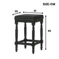 Okak 26 Inch Counter Stools Set of 2, Rustic Wooden Barstools with Fabric Seat and Nailhead Trim, Farmhouse Kitchen Seating