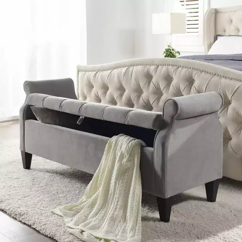 Jennifer Taylor Home Jacqueline Tufted Roll Arm Storage Bench