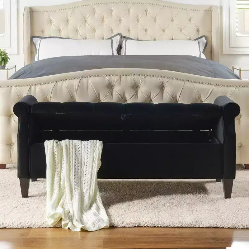 Jennifer Taylor Home Jacqueline Tufted Roll Arm Storage Bench